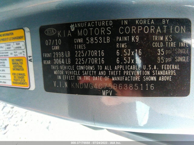 Aukcja sprzedaży 2011 Kia Sedona Lx, vin: KNDMG4C75B6385116, numer aukcji: 37178558