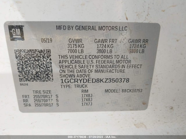 Chevrolet Silverado 1500 Lt 2019 1GCRYDED8KZ350378 Image 9