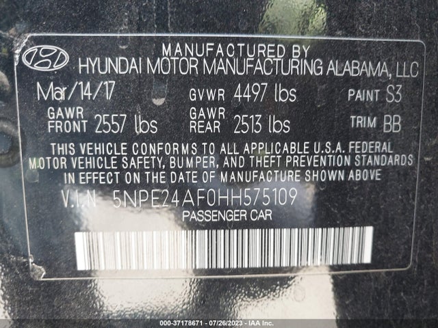 Hyundai SONATA SE 2017 5NPE24AF0HH575109 Image 15