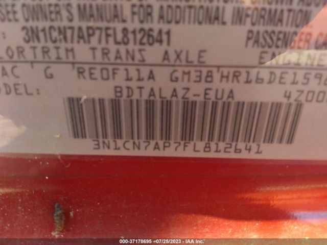3N1CN7AP7FL812641 Nissan Versa S Plus