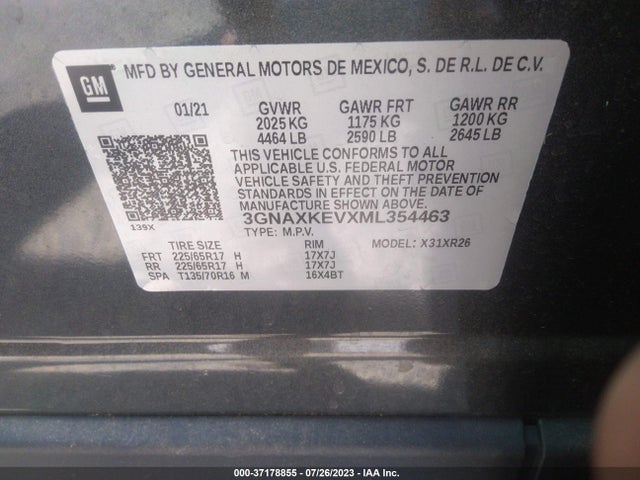 Chevrolet EQUINOX LT 2021 3GNAXKEVXML354463 Image 9