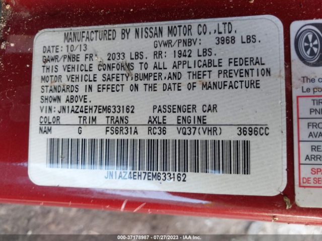 JN1AZ4EH7EM633162 Nissan 370Z