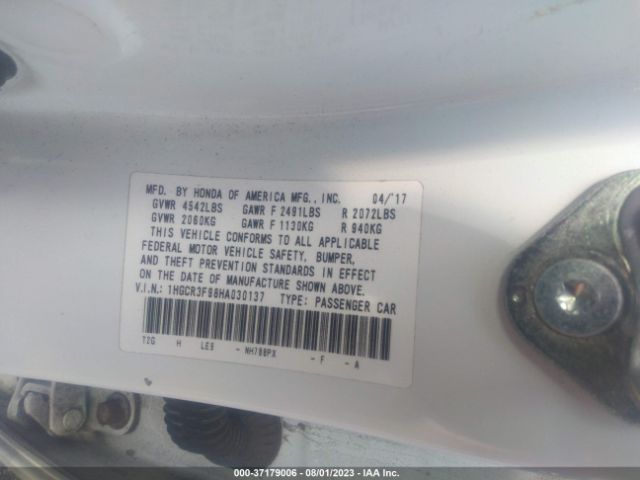 1HGCR3F98HA030137 Honda Accord Sedan Touring