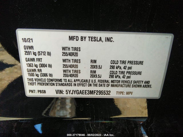 Tesla Model Y Long Range 2021 5YJYGAEE3MF295532 Image 9