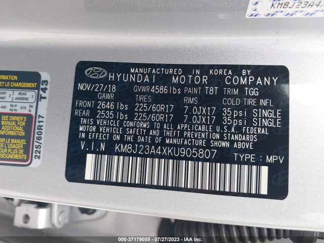 Hyundai TUCSON SE 2019 KM8J23A4XKU905807 Image 9