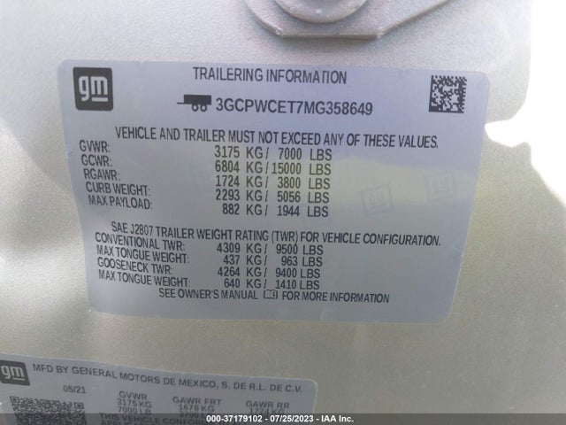 Chevrolet Silverado 1500 Lt 2021 3GCPWCET7MG358649 Image 16