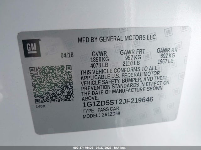 Chevrolet MALIBU LT 2018 1G1ZD5ST2JF219646 Image 9