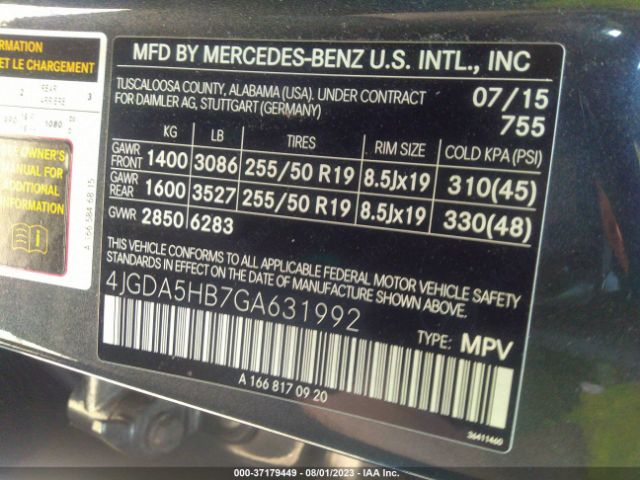4JGDA5HB7GA631992 Mercedes-Benz Gle Gle 350