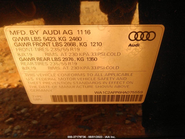 WA1C2AFP6HA075559 Audi Q5 PREMIUM