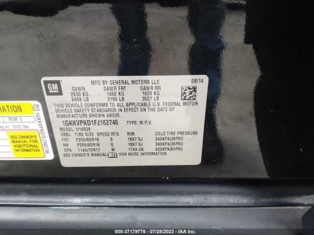 1GKKVPKD1FJ162746 GMC ACADIA SLE
