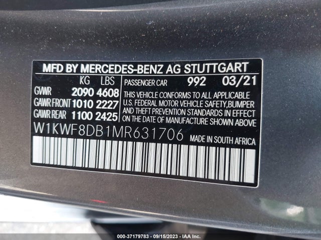 W1KWF8DB1MR631706 Mercedes-Benz C-class C 300