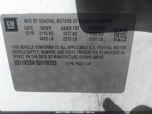 Chevrolet IMPALA LS 2016 2G11X5SA1G9156723 Image 9