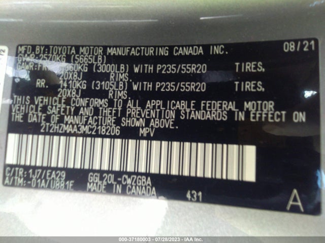 2T2HZMAA3MC218206 Lexus Rx Rx 350