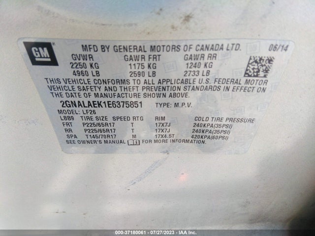 Chevrolet EQUINOX LS 2014 2GNALAEK1E6375851 Image 15