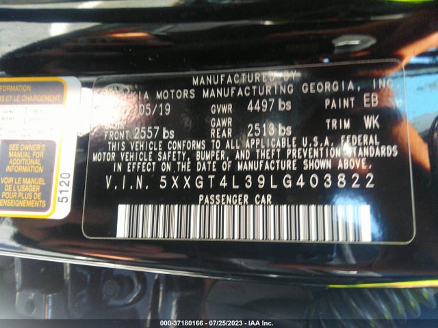 KIA Optima Lx 2020 5XXGT4L39LG403822 Image 9
