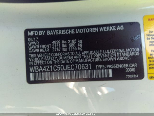 WBA4Z1C50JEC70631 BMW 4 Series 430i