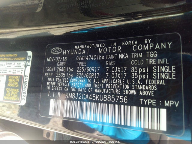 Hyundai TUCSON SE 2019 KM8J2CA45KU885756 Image 9
