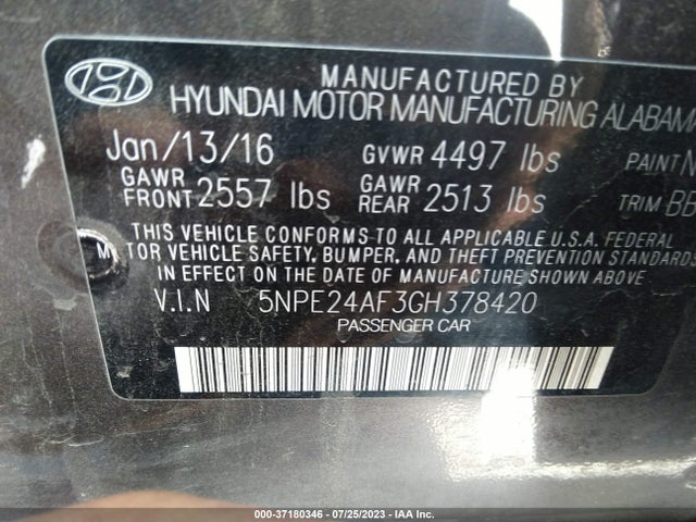 Hyundai Sonata 2.4l Se 2016 5NPE24AF3GH378420 Image 14