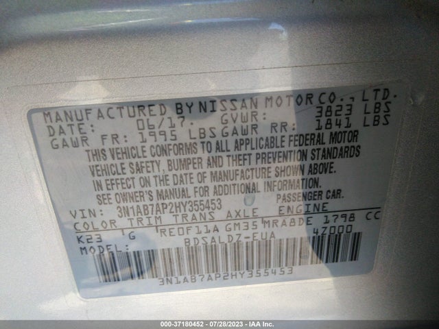Nissan SENTRA SV 2017 3N1AB7AP2HY355453 Image 16