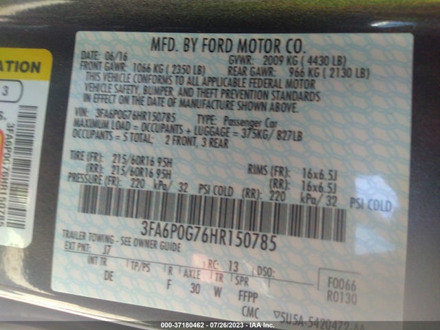 Ford FUSION S 2017 3FA6P0G76HR150785 Image 9