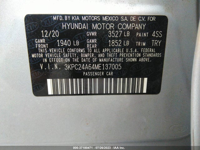 Hyundai Accent Sel 2021 3KPC24A64ME137005 Image 15