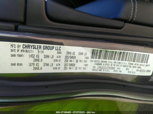 1C4RJECG1EC523642 Jeep Grand Cherokee Overland