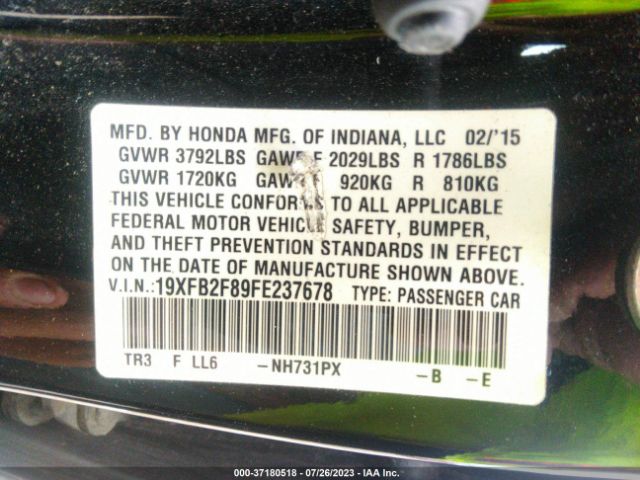 19XFB2F89FE237678 Honda Civic Sedan Ex