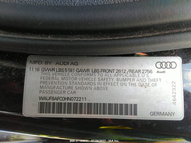 WAUF8AFC0HN072211 Audi A6 PREMIUM