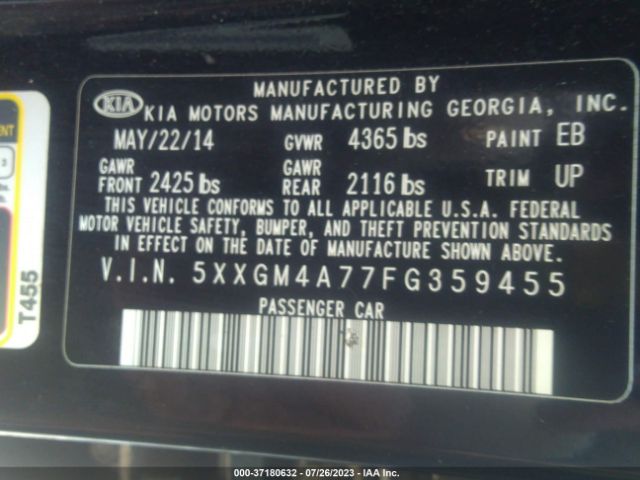 5XXGM4A77FG359455 KIA Optima Lx