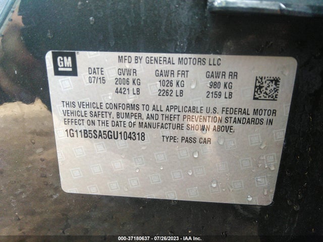 Chevrolet Malibu Limited Ls 2016 1G11B5SA5GU104318 Image 15