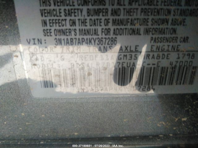 3N1AB7AP4KY367286 Nissan SENTRA SR