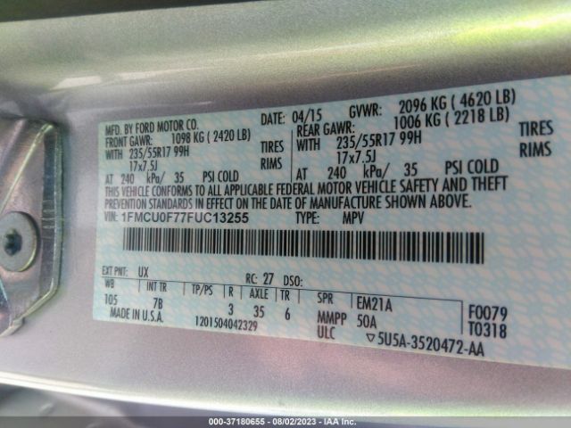 1FMCU0F77FUC13255 Ford ESCAPE S