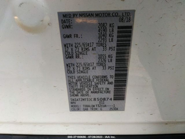 5N1AT2MT3JC850874 Nissan ROGUE SV