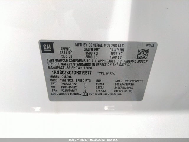Chevrolet Suburban Ltz 2016 1GNSCJKC1GR319577 Image 9