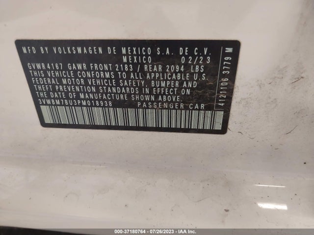 3VWBM7BU3PM018938 Volkswagen Jetta Sport