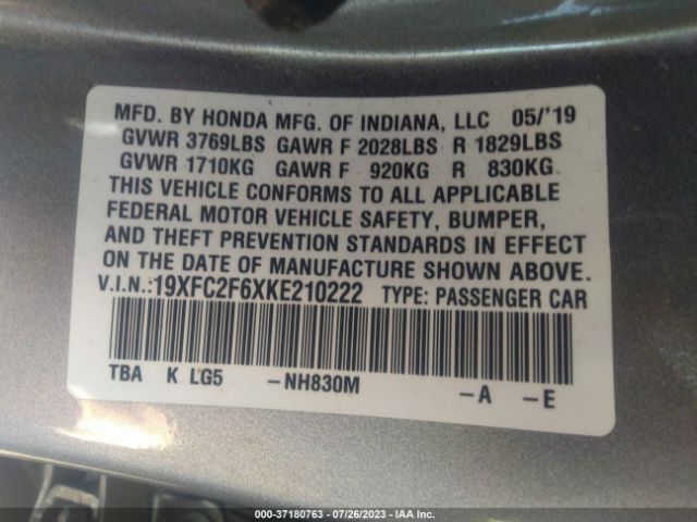 19XFC2F6XKE210222 Honda Civic Sedan Lx