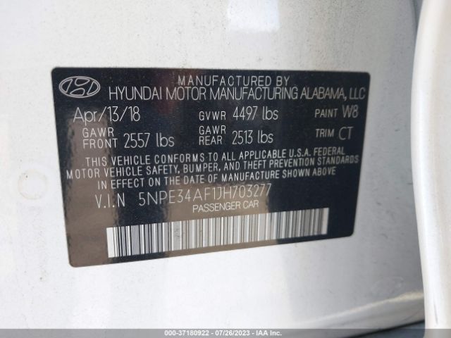 5NPE34AF1JH703277 Hyundai Sonata Sport+