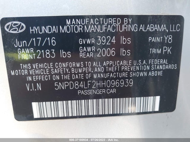 Hyundai ELANTRA SE 2017 5NPD84LF2HH096939 Image 9