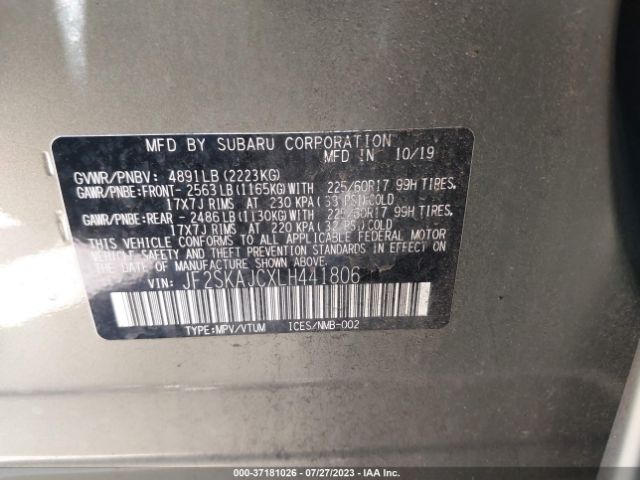 JF2SKAJCXLH441806 Subaru Forester Premium