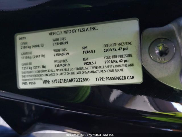 5YJ3E1EA6KF332650 Tesla Model 3 Range