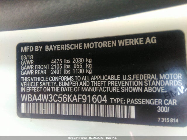 BMW 4 Series 430i 2019 аукцион фото