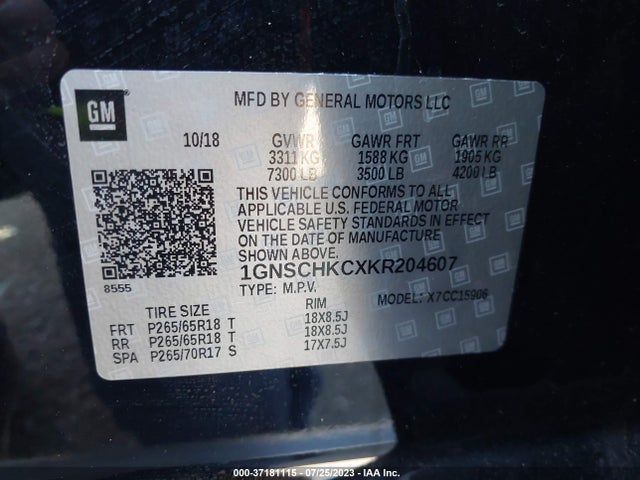 Chevrolet Suburban Lt 2019 1GNSCHKCXKR204607 Image 15