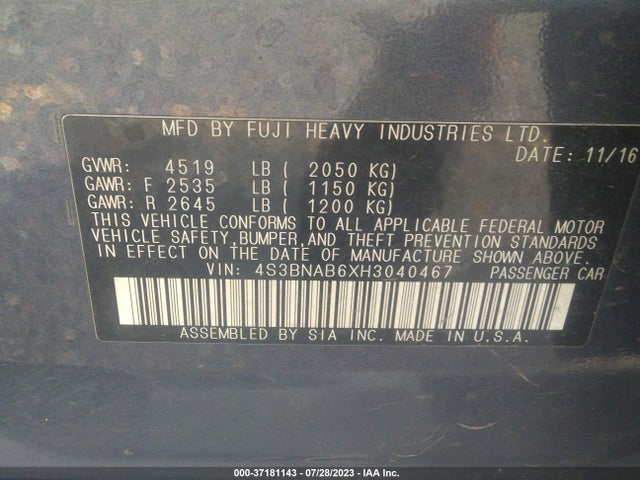 Subaru Legacy 2017 4S3BNAB6XH3040467 Image 16