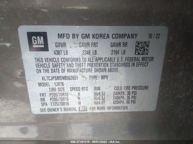 Chevrolet Trax Lt 2022 KL7CJPSM5NB562651 Image 9