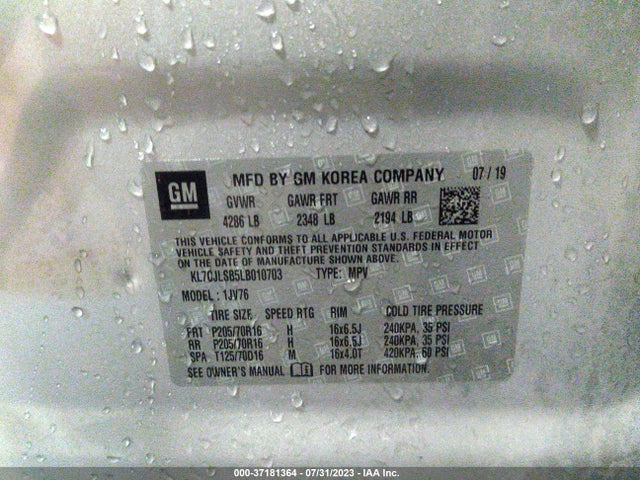 Chevrolet Trax Fwd Lt 2020 KL7CJLSB5LB010703 Image 9