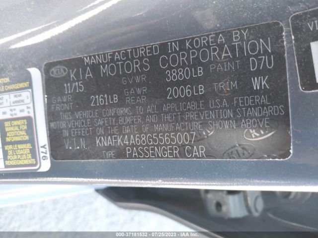 KNAFK4A68G5565007 KIA FORTE LX