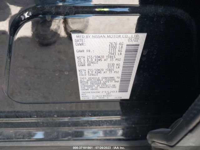 5N1DR3DH1NC255203 Nissan Pathfinder Platinum