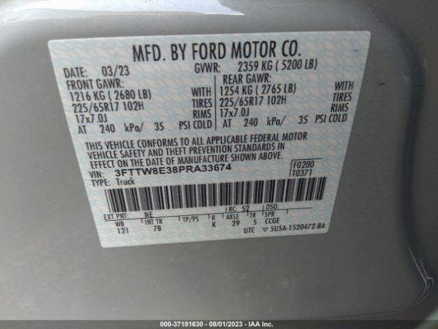 3FTTW8E38PRA33674 Ford Maverick Xl/xlt/lariat