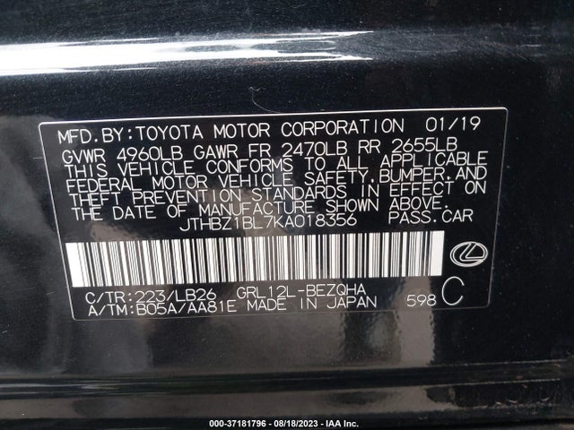 2019 Lexus GS, VIN: JTHBZ1BL7KA018356