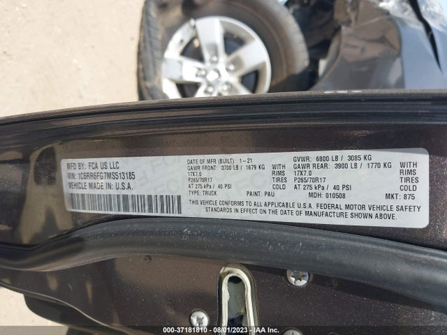 2021 RAM 1500 CLASSIC TRADESMAN VIN: 1C6RR6FG7MS513185